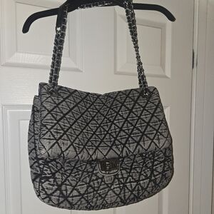 Black and Gray Quilted Women's Purse (XL Size)
